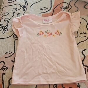 Little Lass Light Pink Ruffle Sleeve Tee